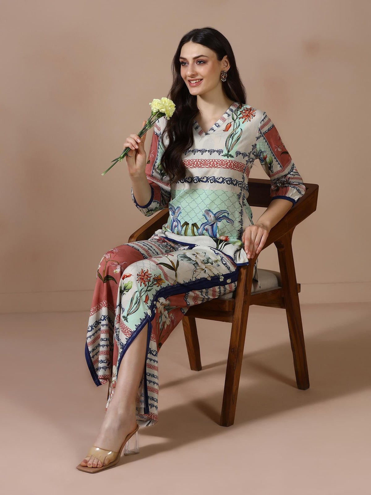 Liva Beige Printed Co Ord Set