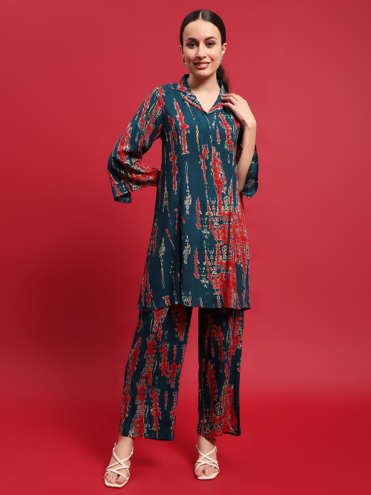 Liva Rayon Blue Tie Dye Print Co-Ord Set