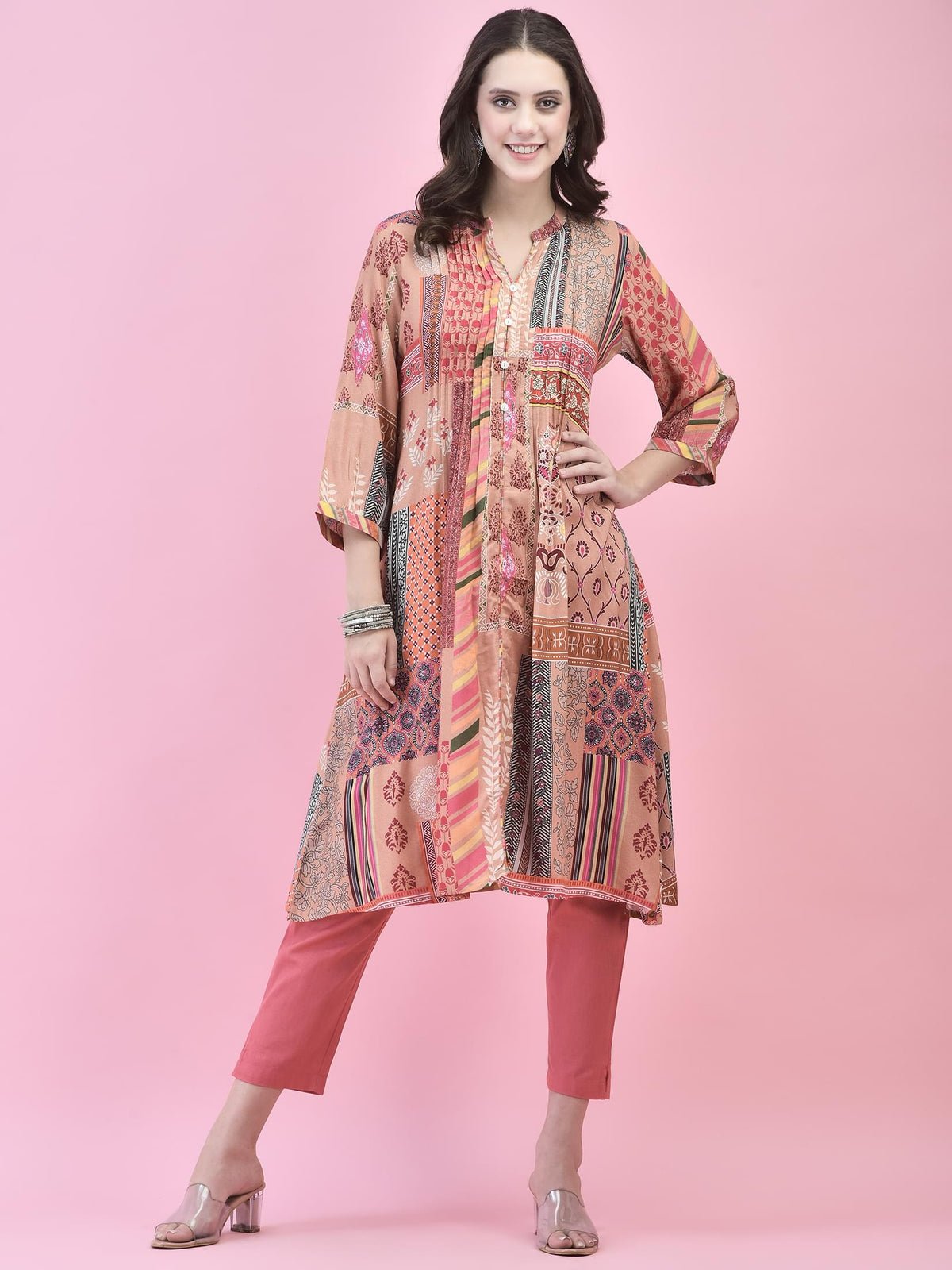 Liva Rayon Multicolor Floral Print Kurta