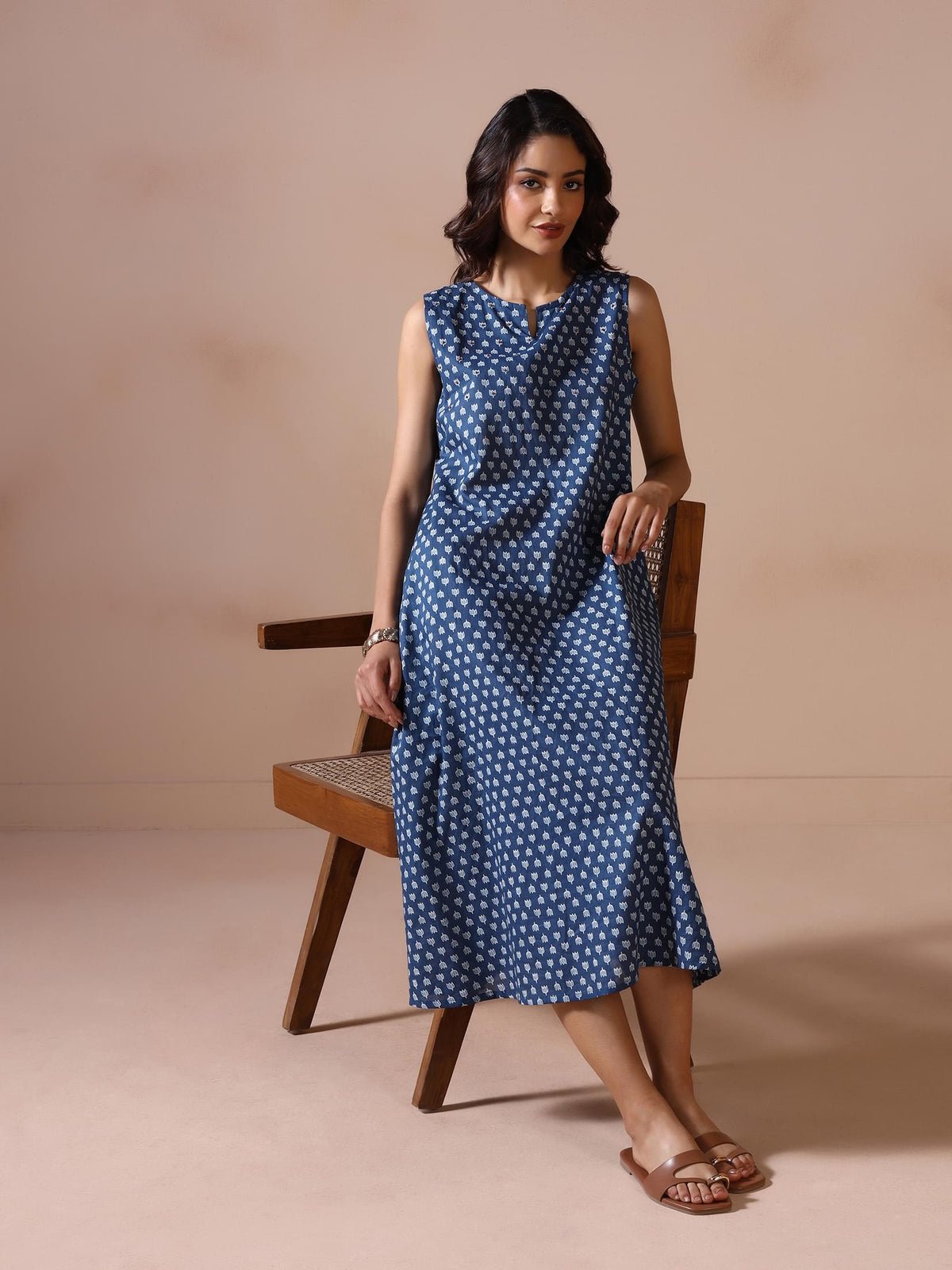 Cotton Indigo Printed Dress (Style 25772)