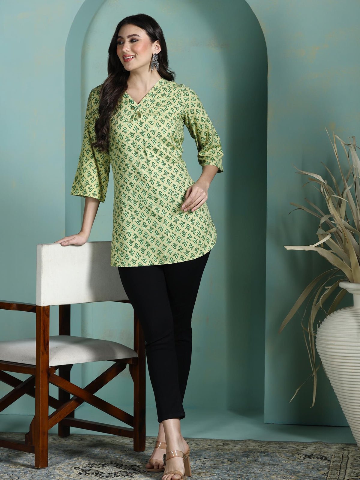 Liva Green Printed Tunic