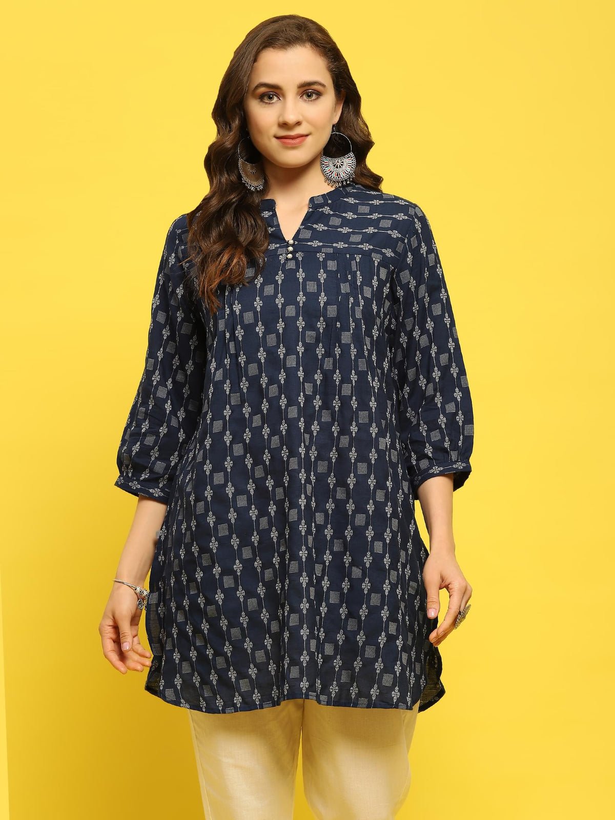 Cotton Indigo Yarn Dyed Kurti