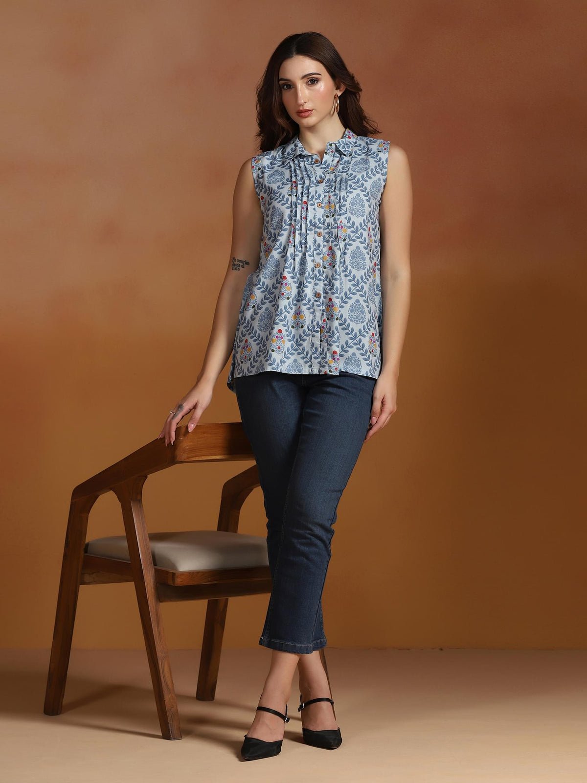 Liva Blue Printed Tunic