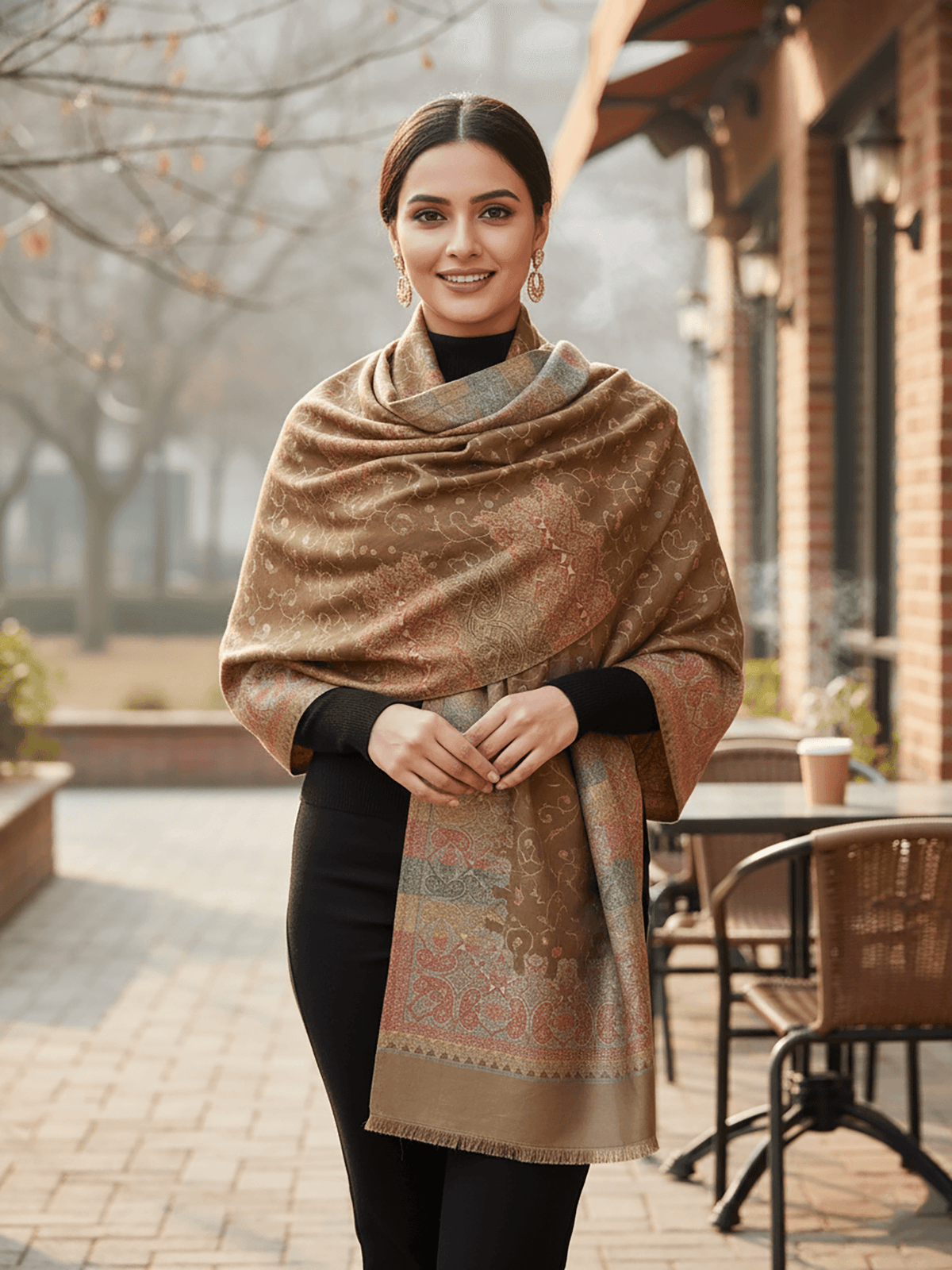 Stylish Brown Acrylic Stole