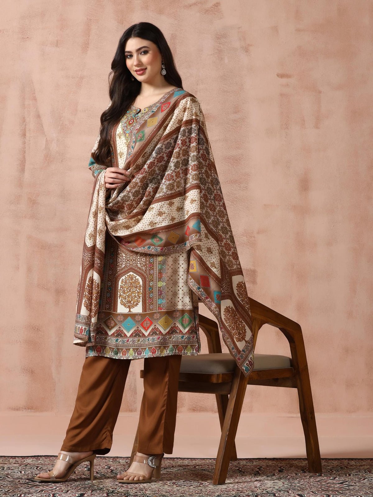 Liva Off-white Multicolor Printed Kurta Comfort Pant Dupatta