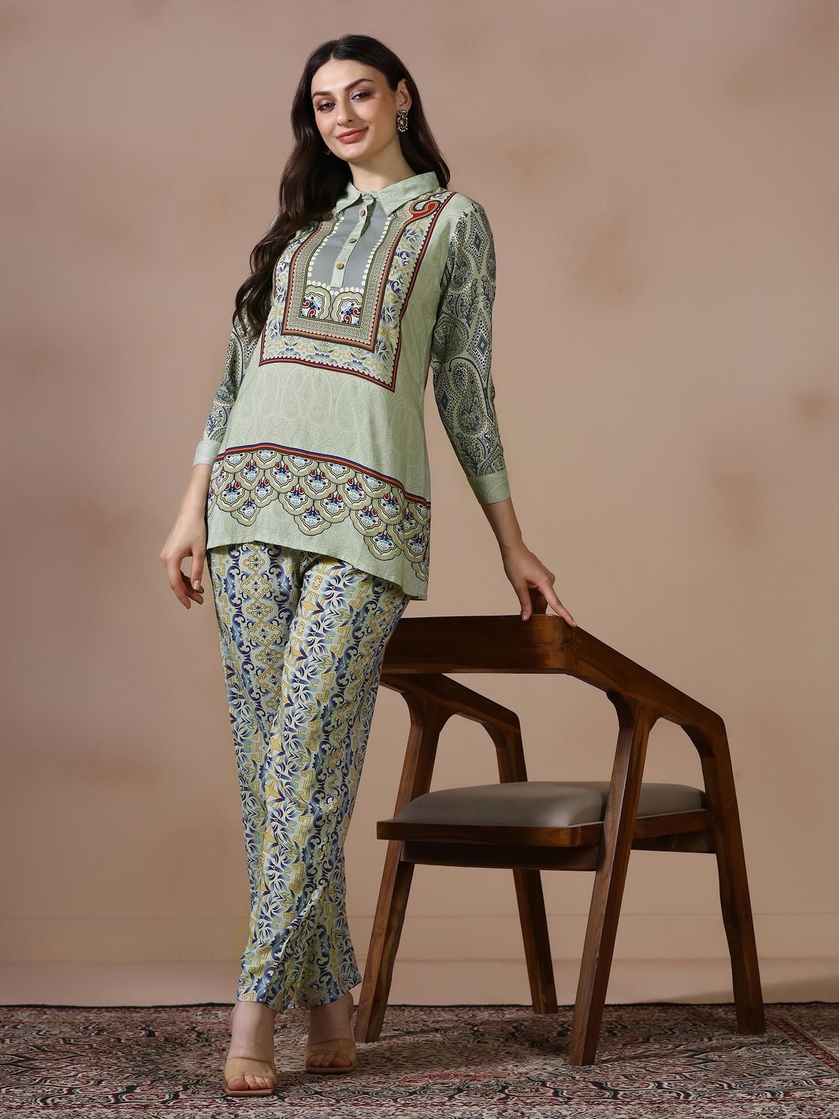 Liva Green Printed Co Ord Set