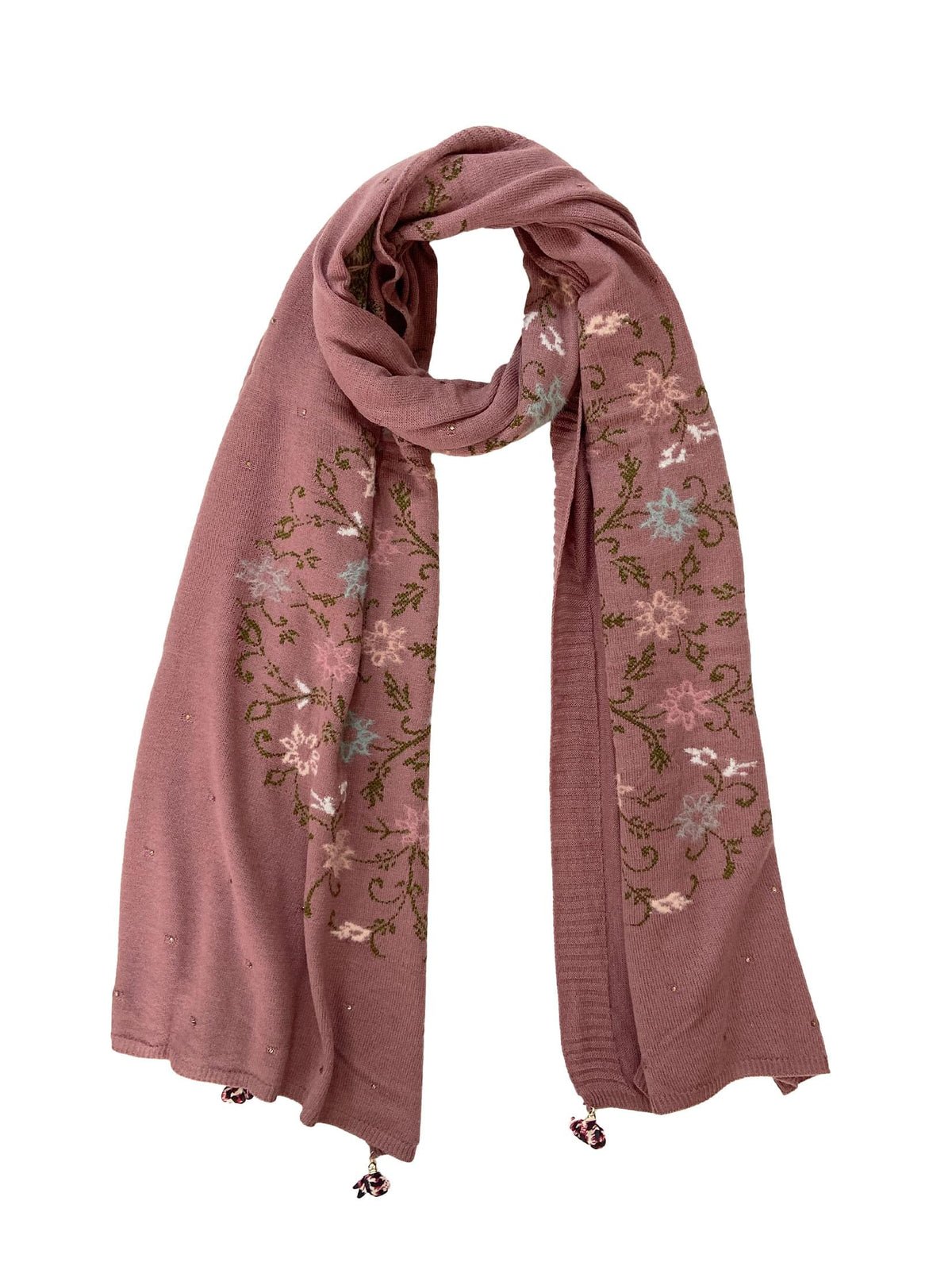 Soft Knitted Warm Pink Acrylic Woven Design Shawl