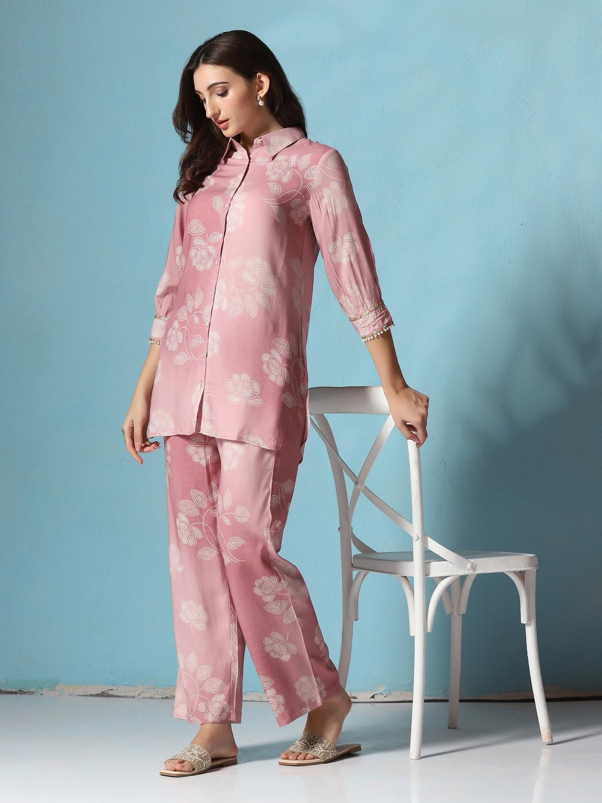 Liva Pink Floral Print Co-Ord Set