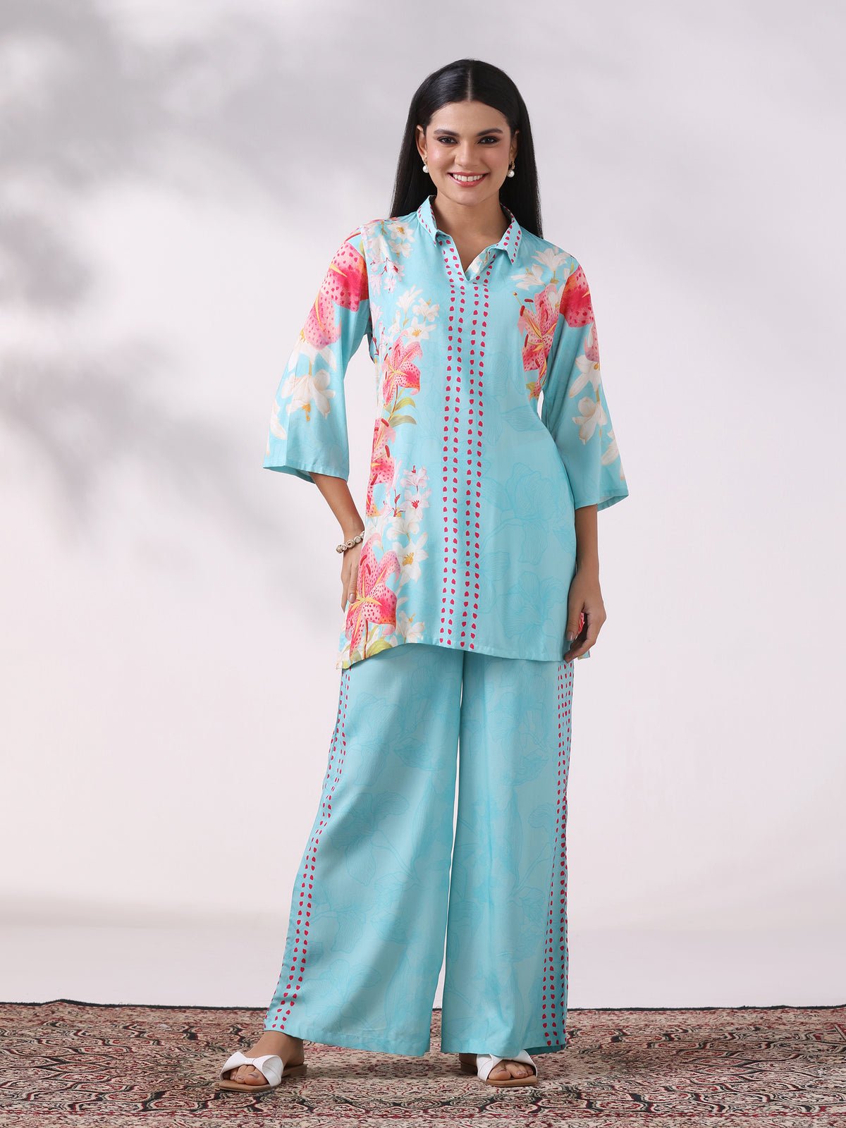 Liva Aqua Floral Print Co-Ord Set