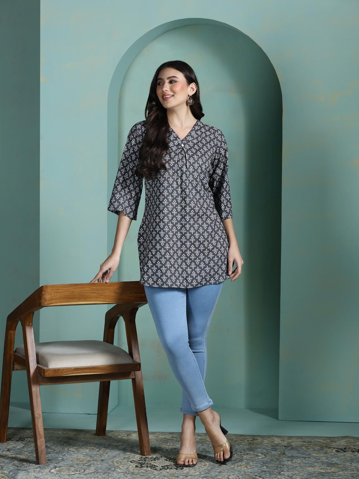 Liva Grey Printed Tunic
