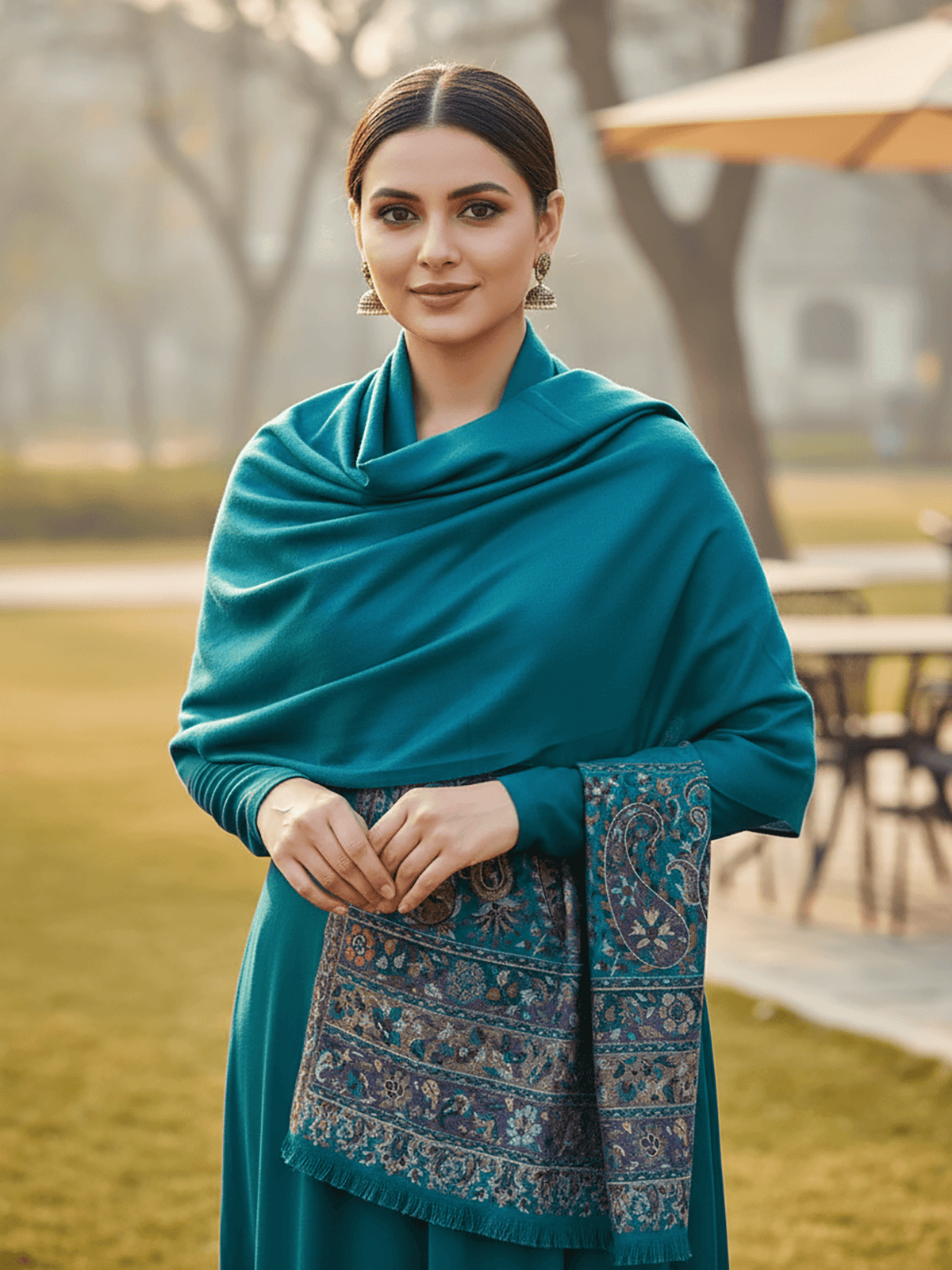 Stylish Teal Acrylic Stole