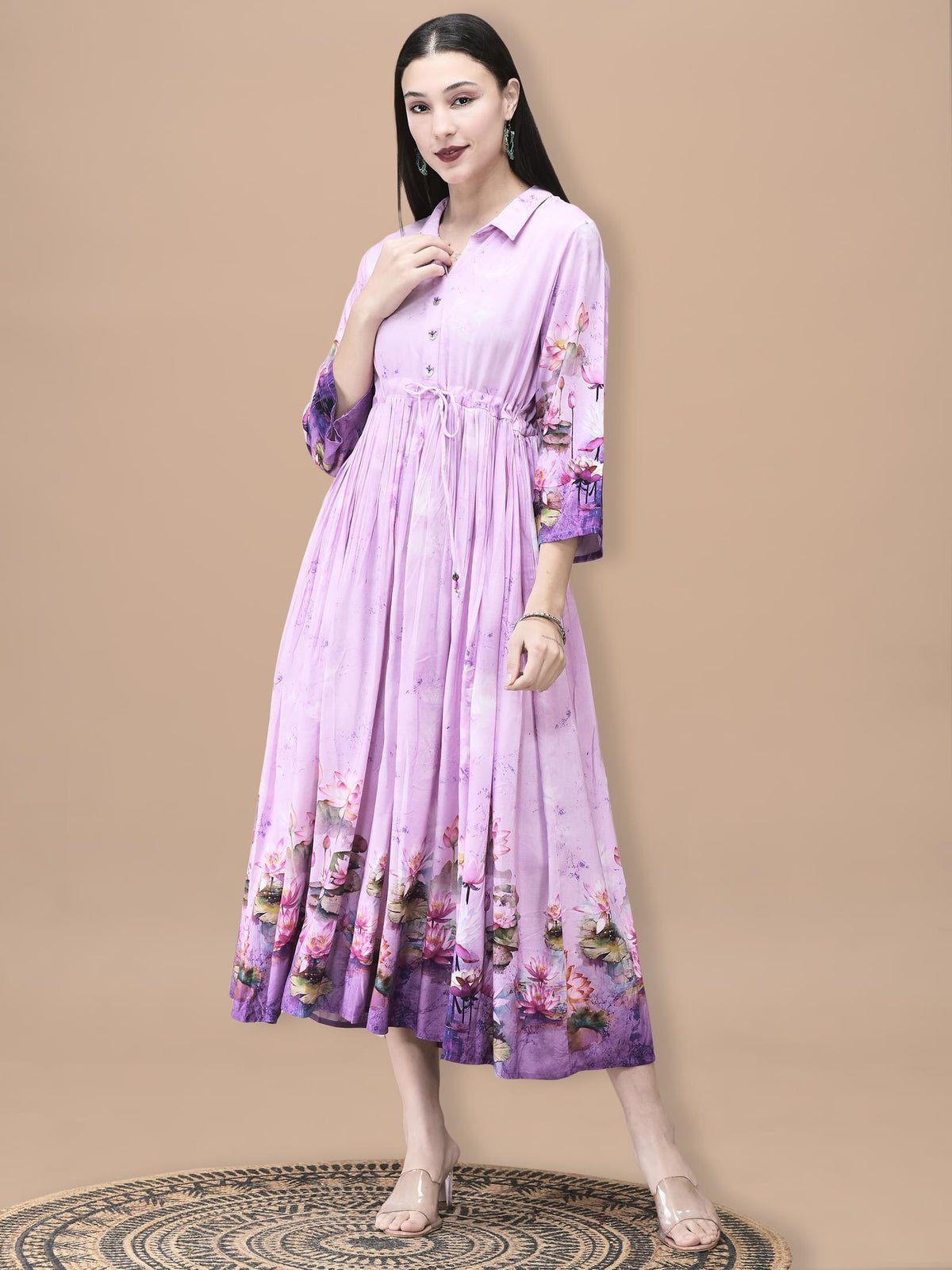Liva Lilac Floral Print Dress
