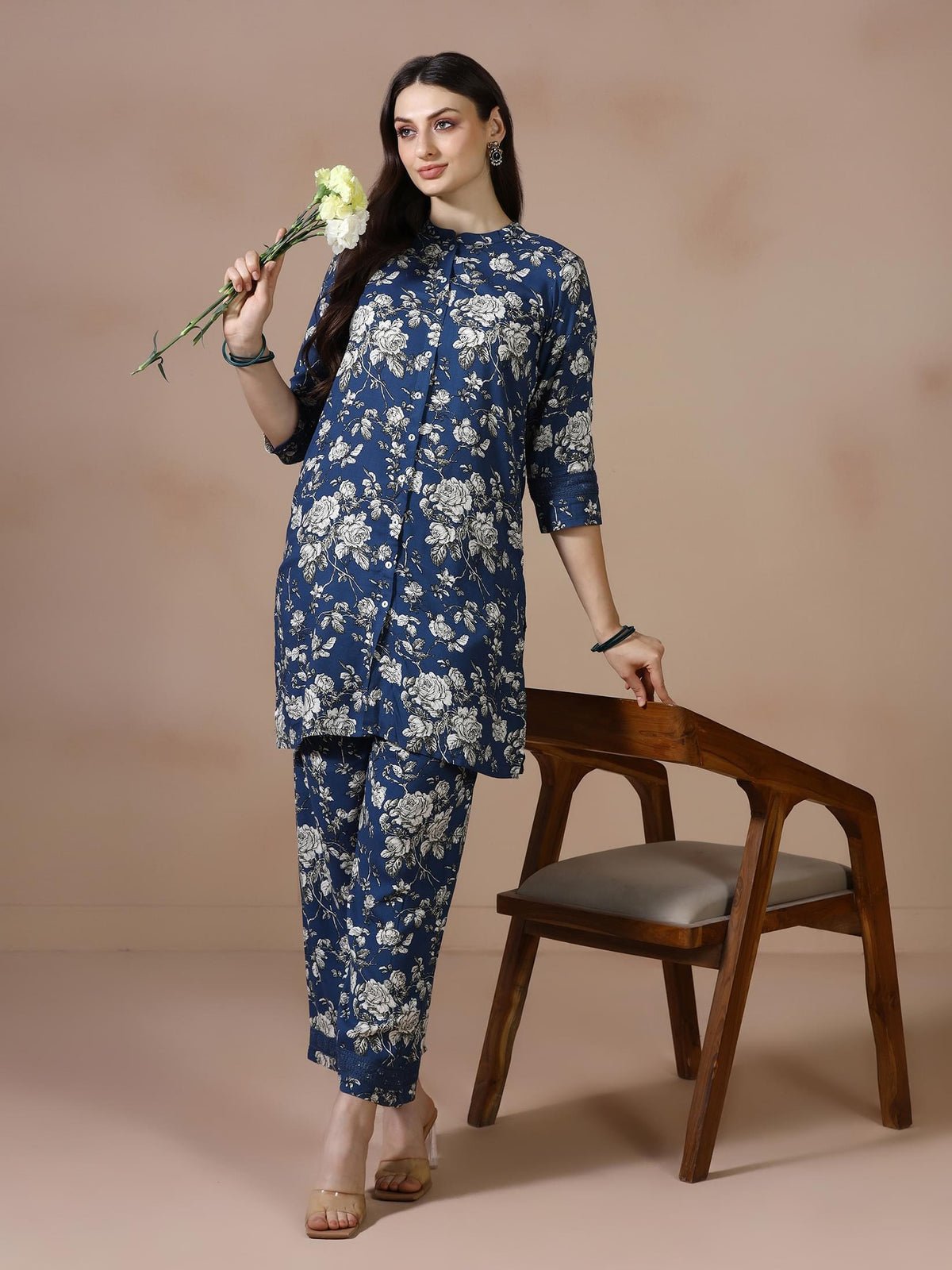 Liva Indigo Printed Co Ord Set