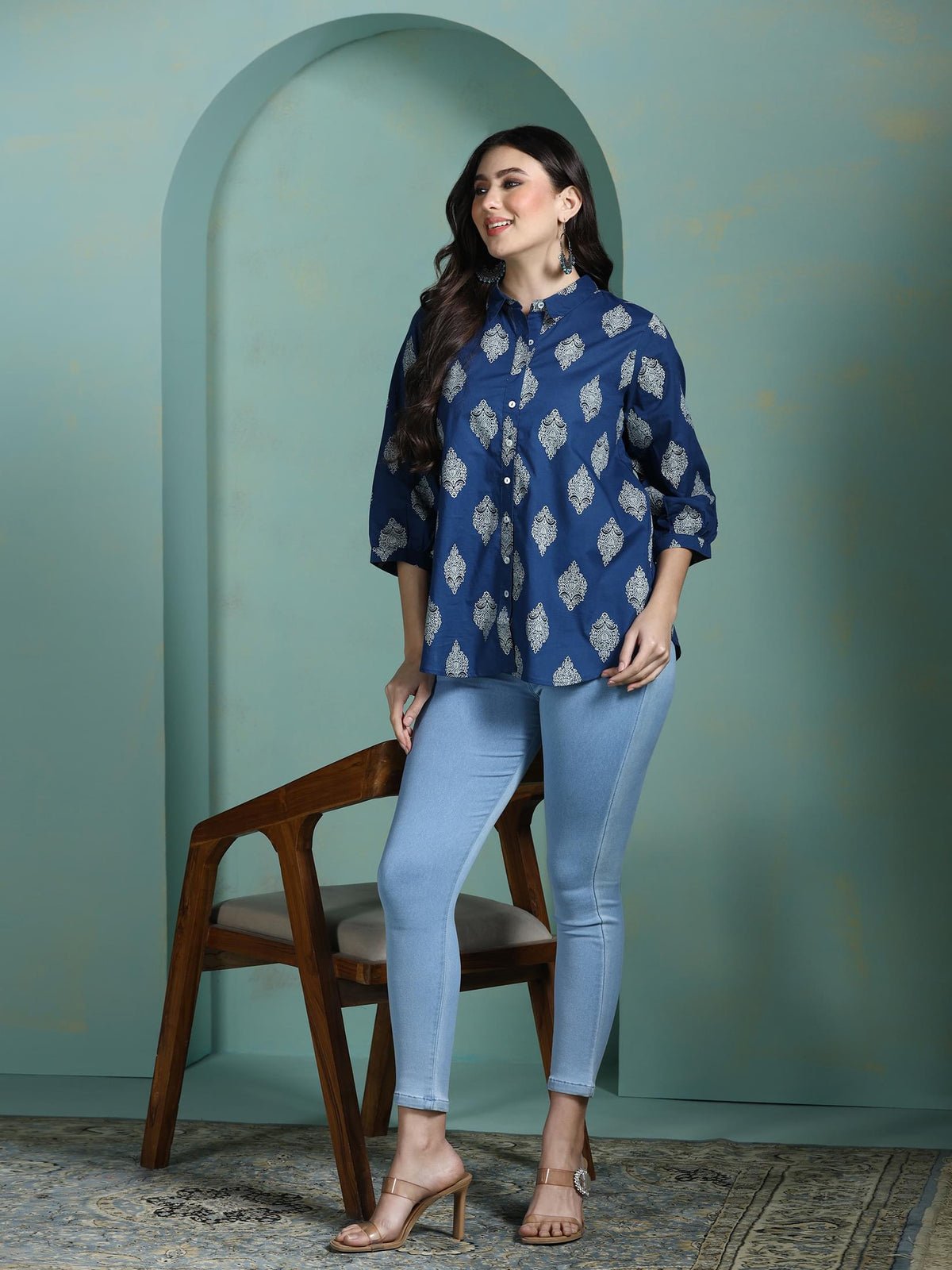 Cotton Blue Printed Tunic