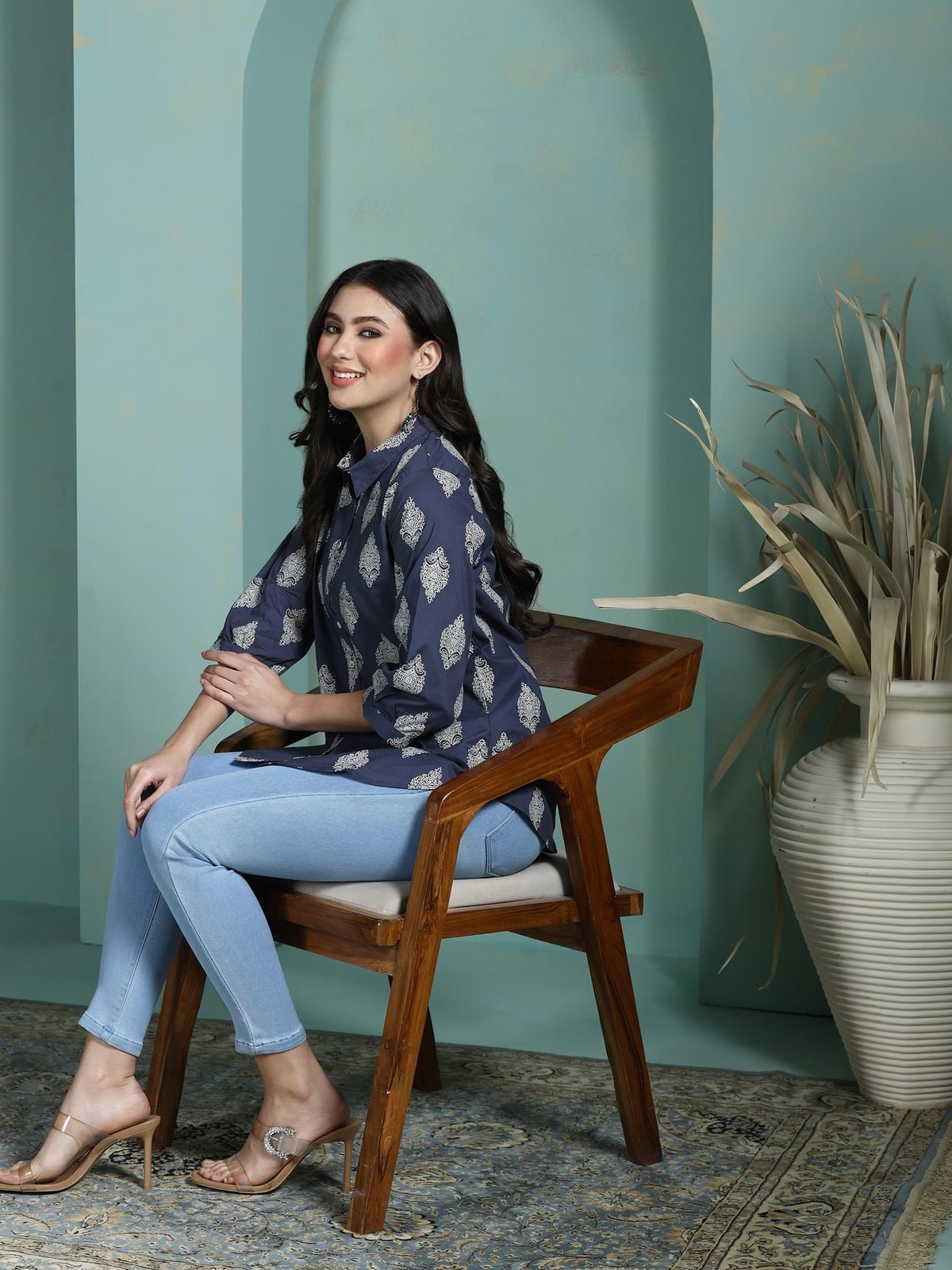 Cotton Grey Printed Tunic