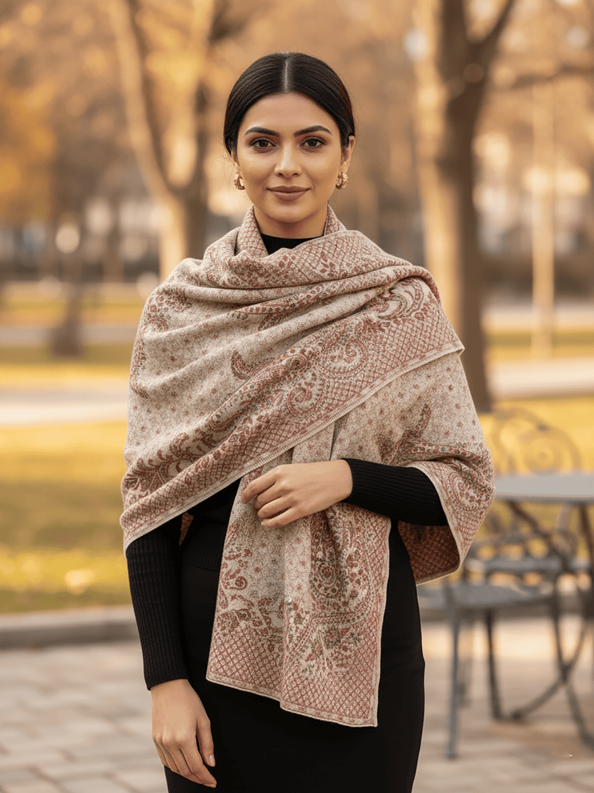 Soft Knitted Warm Acrylic White Shawl