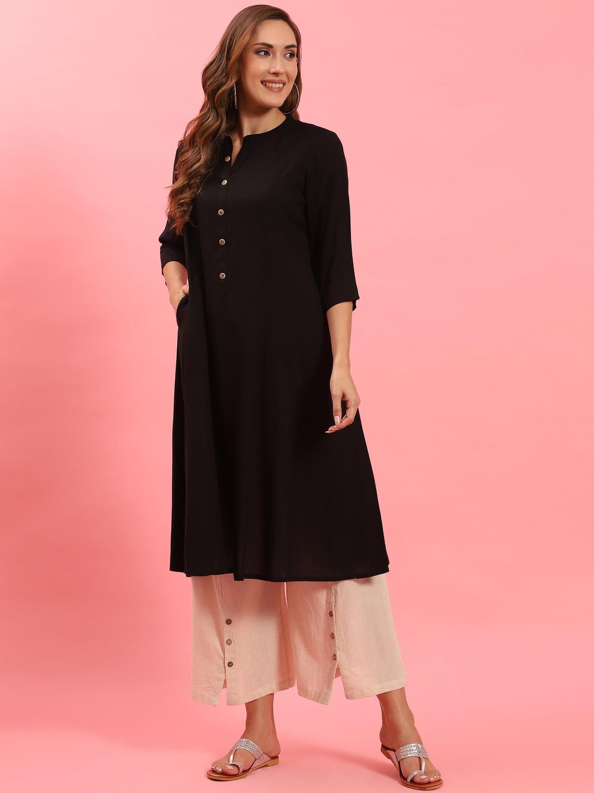 Black Solid Kurta