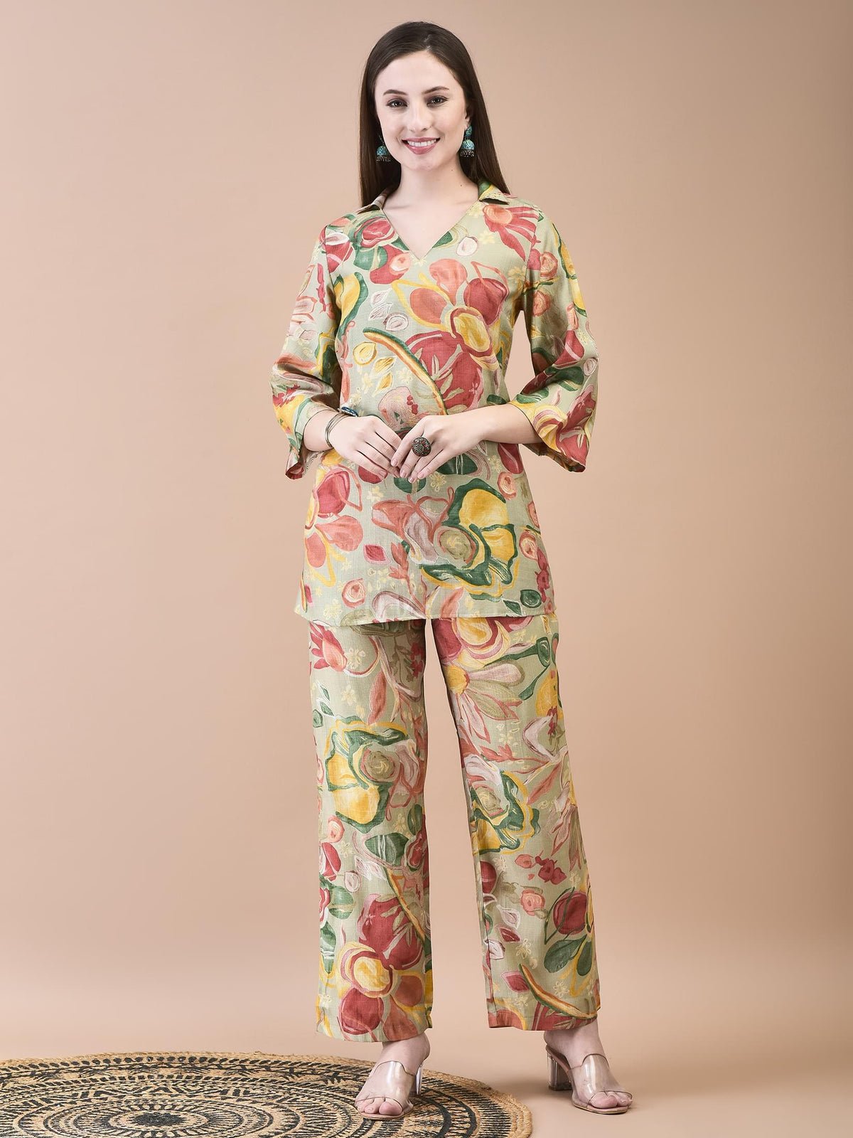 Liva Green Abstract Print Co-Ord Set